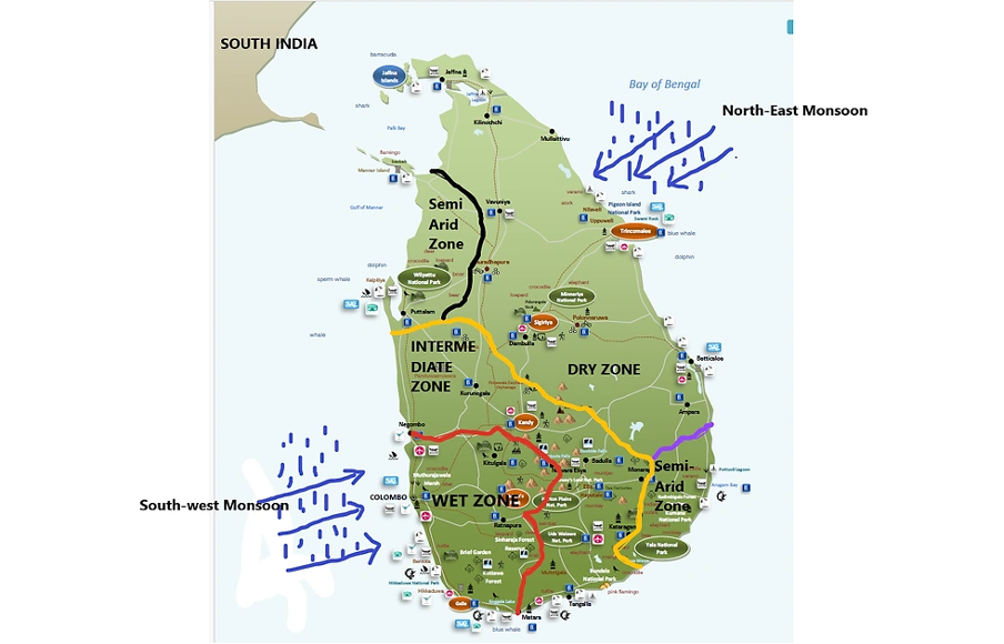 map of sri lanka with weather